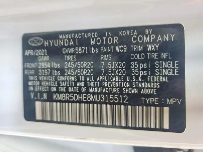 2021 HYUNDAI PALISADE LIMITED  