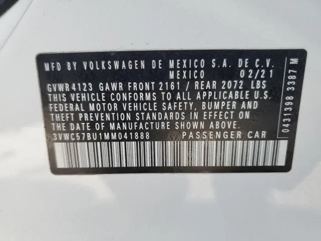 2021 VOLKSWAGEN JETTA S  