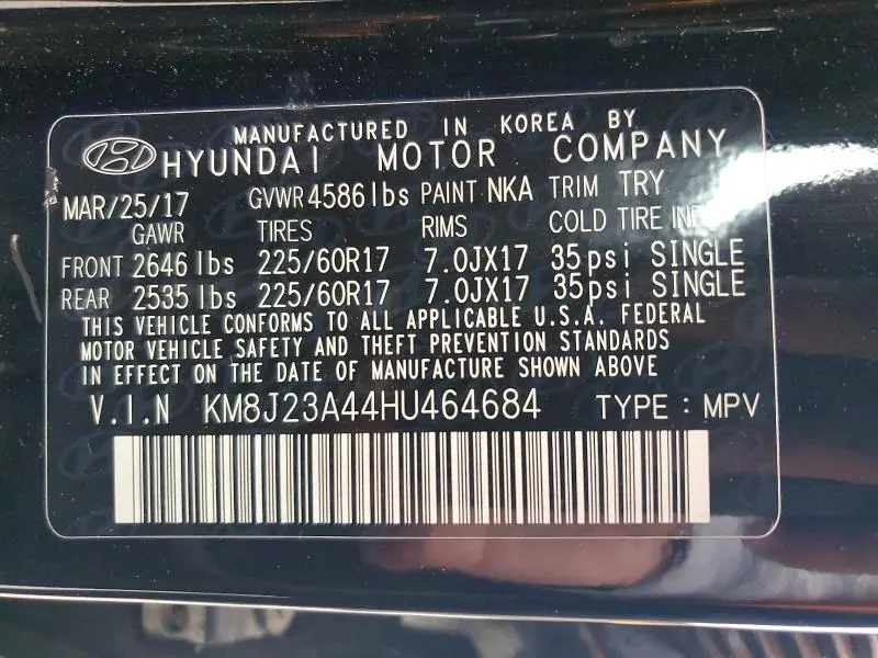 2017 HYUNDAI TUCSON SE  