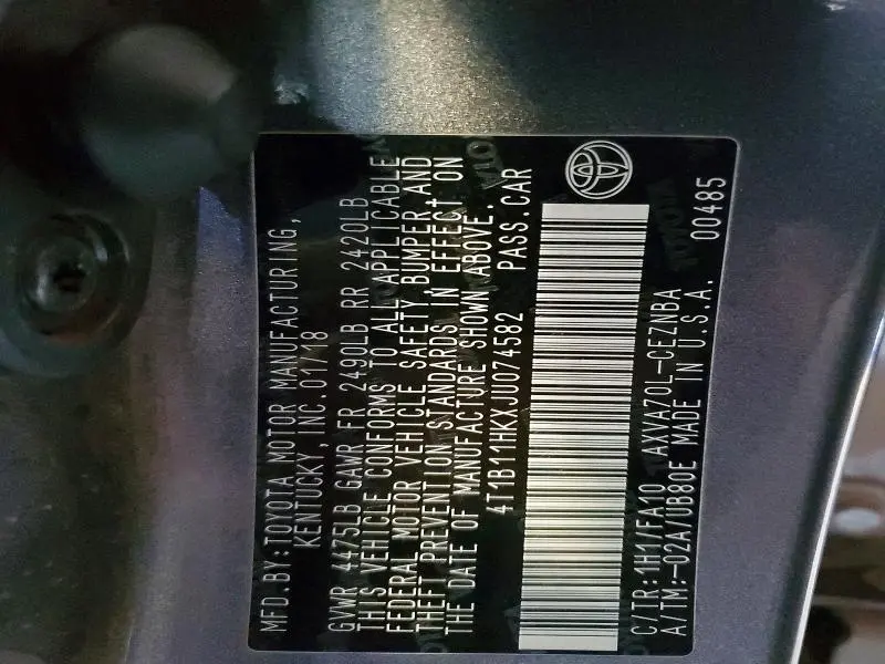 2018 TOYOTA CAMRY LE  