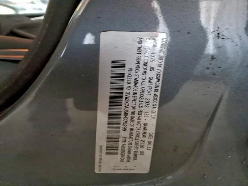 2011 VOLKSWAGEN JETTA BASE  