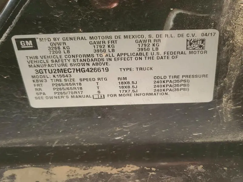 2017 GMC SIERRA K1500 SLE  