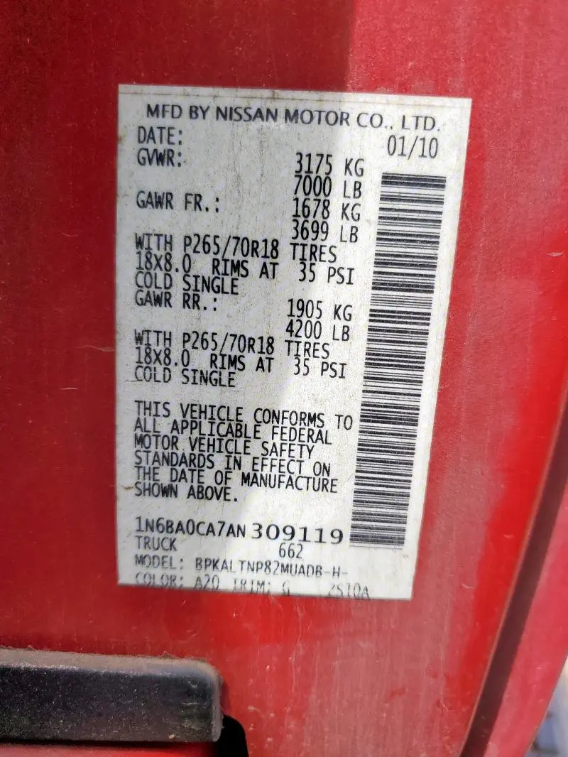 2010 NISSAN TITAN XE  
