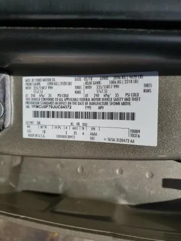 2018 FORD ESCAPE S  