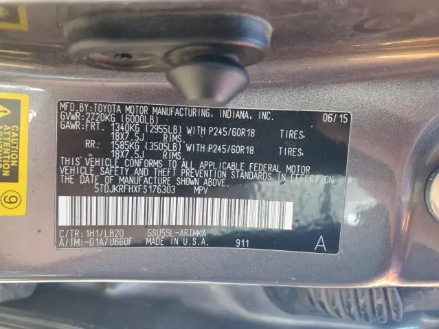 2015 TOYOTA HIGHLANDER XLE  