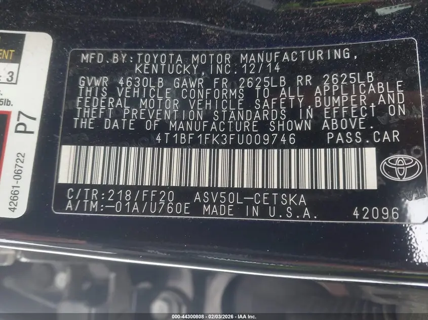 2015 TOYOTA CAMRY SE