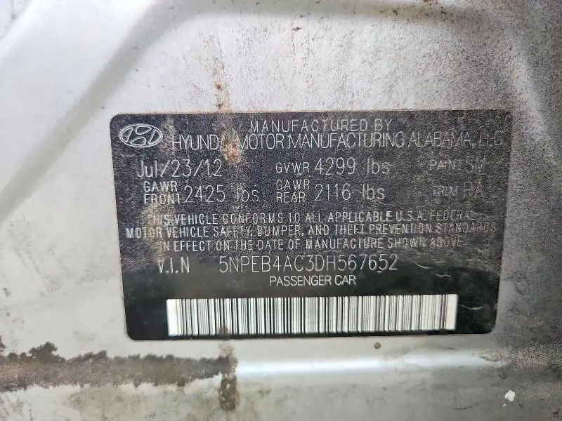 2013 HYUNDAI SONATA GLS  