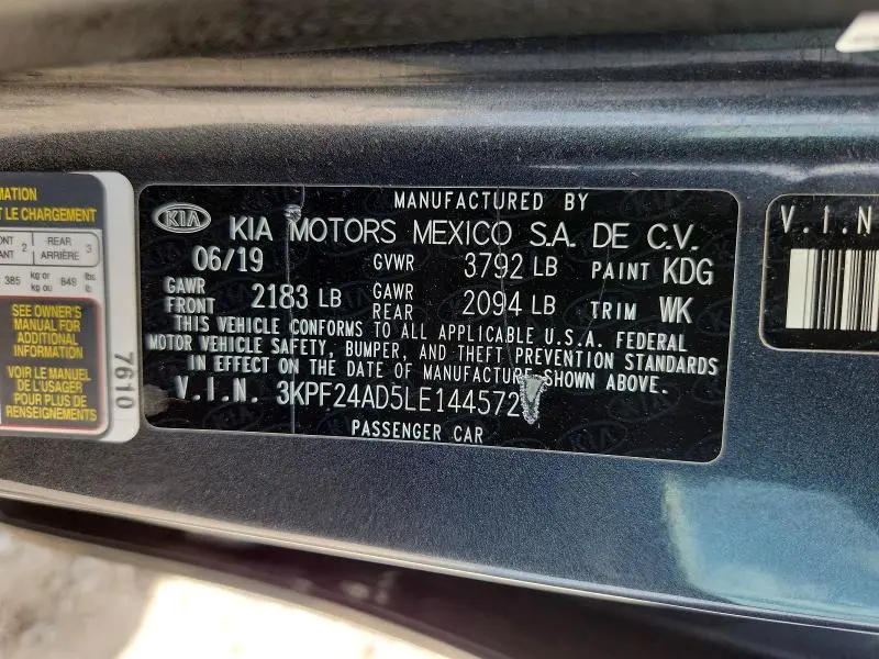 2020 KIA FORTE LXS  