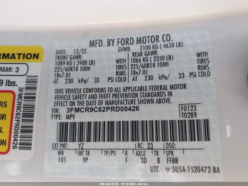 2023 FORD BRONCO SPORT OUTER BANKS