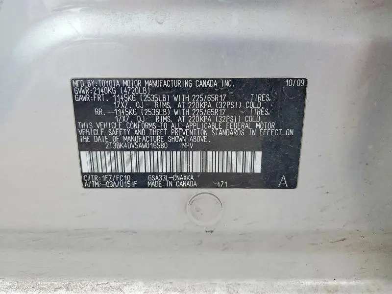 2010 TOYOTA RAV4 BASE  