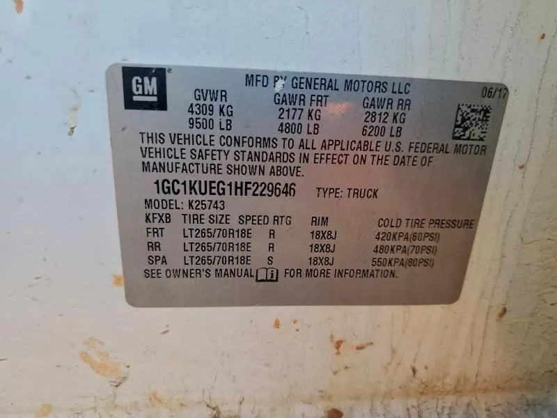 2017 CHEVROLET SILVERADO K2500 HEAVY DUTY  