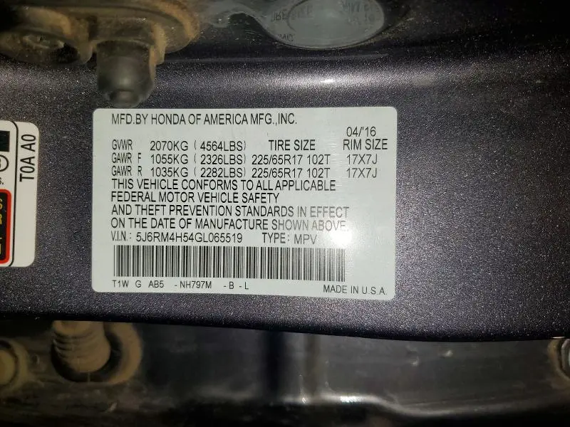 2016 HONDA CR-V EX  