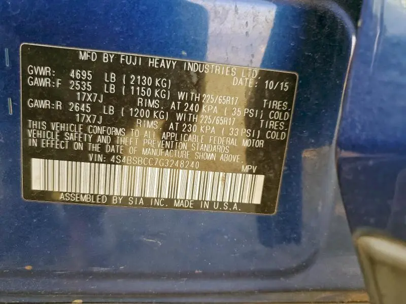 2016 SUBARU OUTBACK 2.5I PREMIUM  