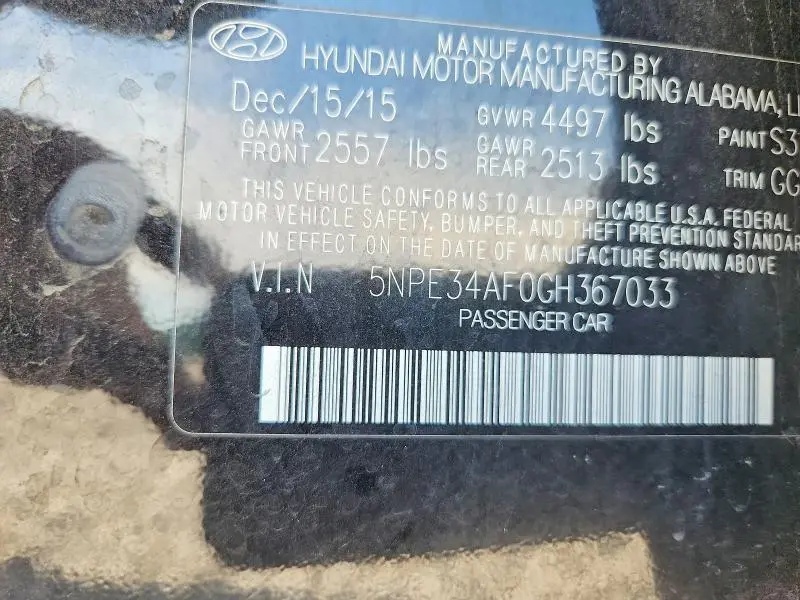 2016 HYUNDAI SONATA   