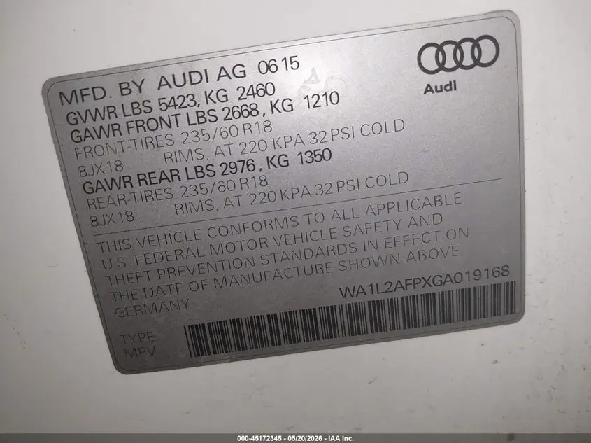 2016 AUDI Q5 2.0T PREMIUM