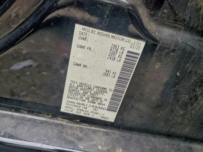 2020 NISSAN ALTIMA S  