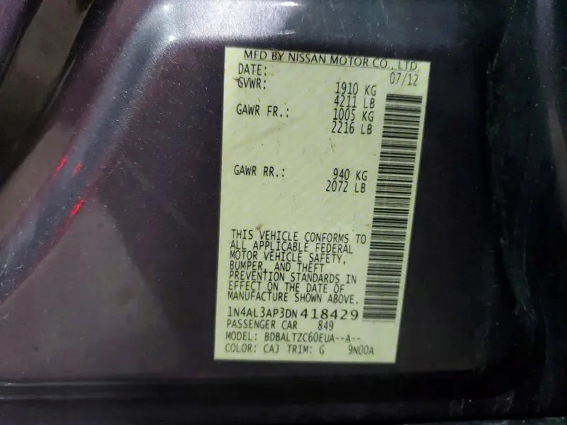 2013 NISSAN ALTIMA 2.5  