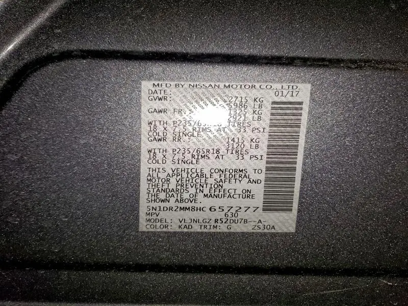 2017 NISSAN PATHFINDER S  