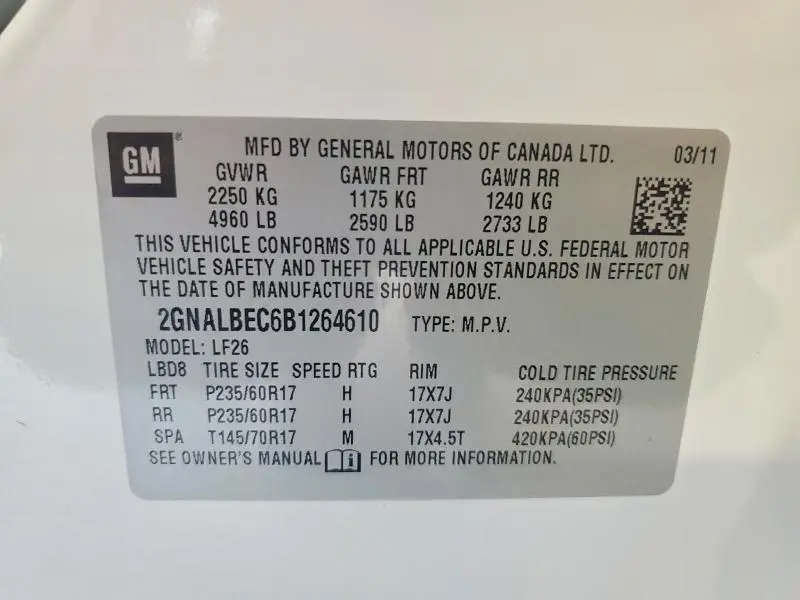 2011 CHEVROLET EQUINOX LS  
