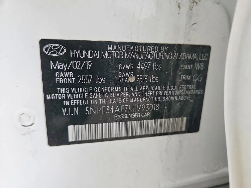 2019 HYUNDAI SONATA LIMITED  