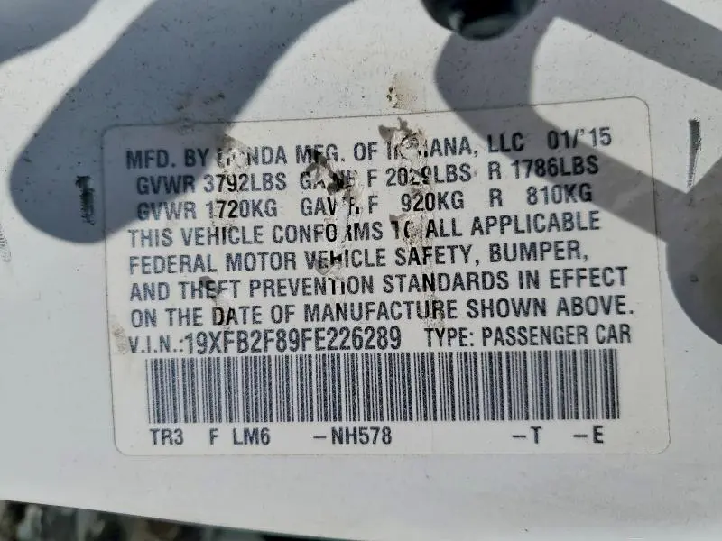 2015 HONDA CIVIC EX  
