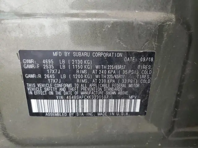 2019 SUBARU OUTBACK 2.5I PREMIUM  