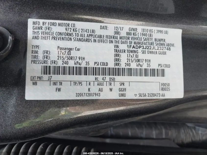 2018 FORD FOCUS TITANIUM