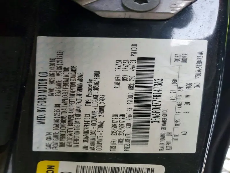 2015 FORD FUSION SE  