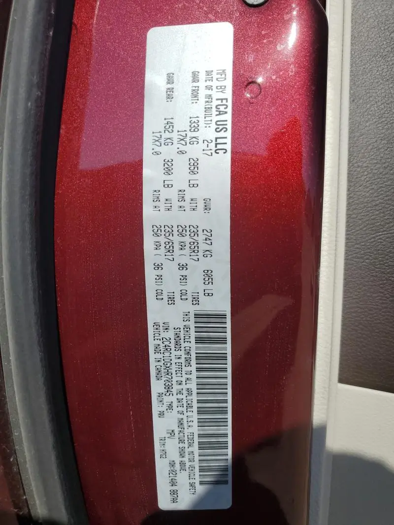 2017 CHRYSLER PACIFICA TOURING  