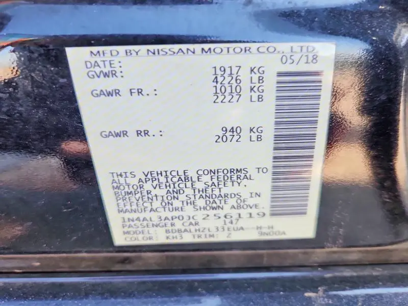 2018 NISSAN ALTIMA 2.5 SR  