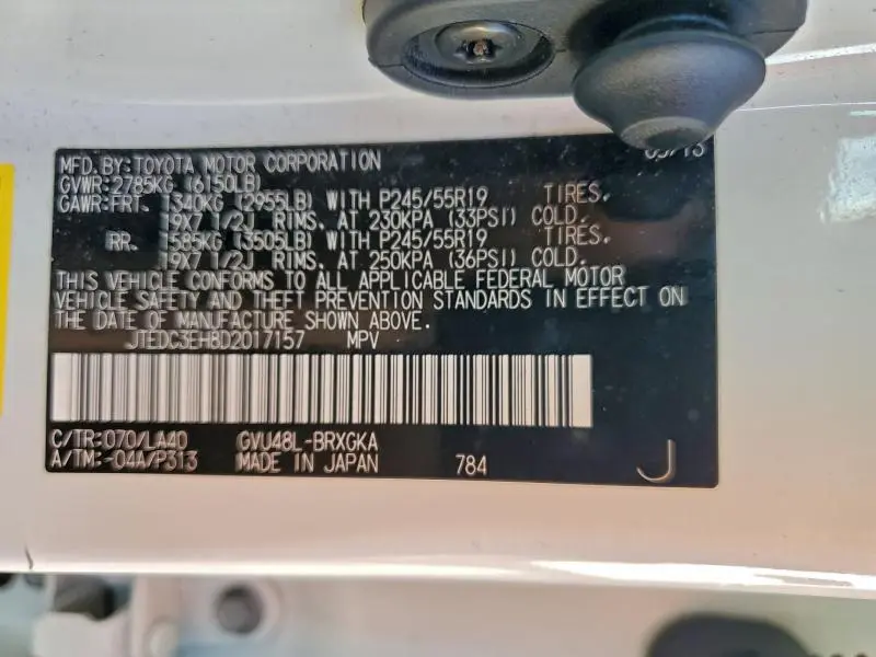 2013 TOYOTA HIGHLANDER HYBRID LIMITED  