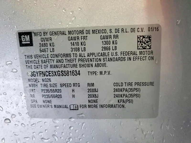 2016 CADILLAC SRX PERFORMANCE COLLECTION  