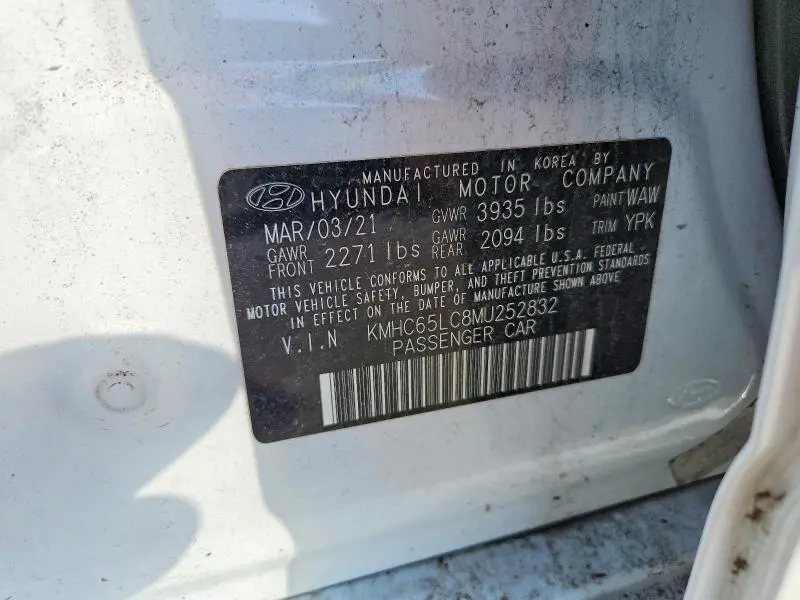 2021 HYUNDAI IONIQ BLUE  