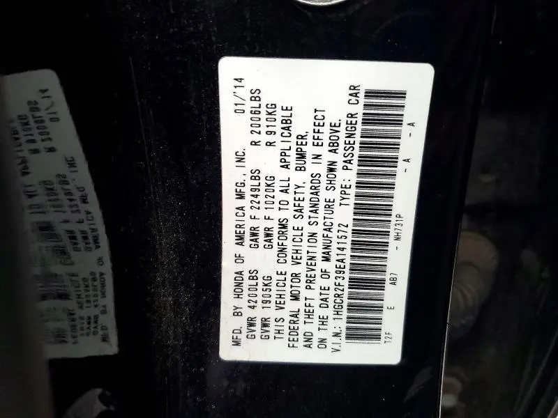 2014 HONDA ACCORD LX  