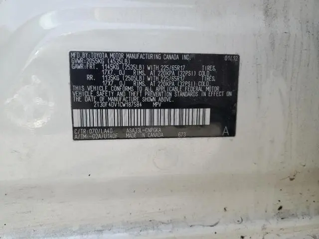 2012 TOYOTA RAV4 LIMITED  