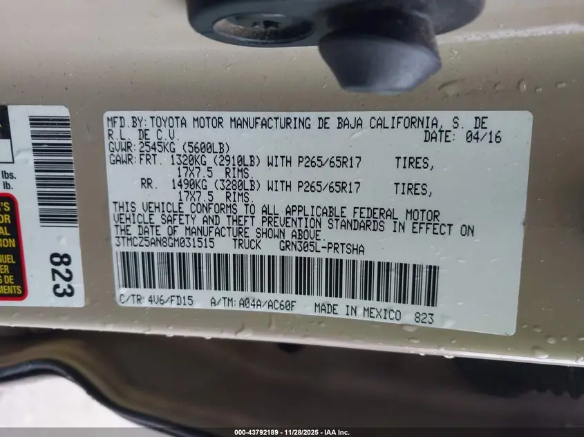 2016 TOYOTA TACOMA TRD SPORT