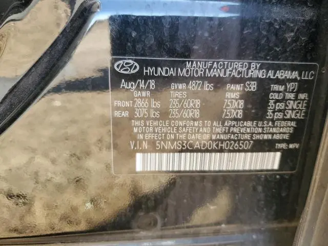 2019 HYUNDAI SANTA FE SEL  