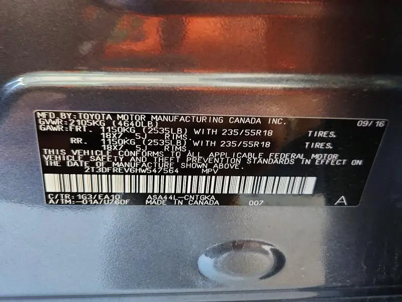 2017 TOYOTA RAV4 PLATINUM  