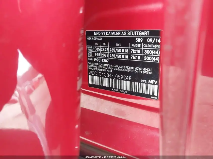 2015 MERCEDES-BENZ GLA 250 4MATIC