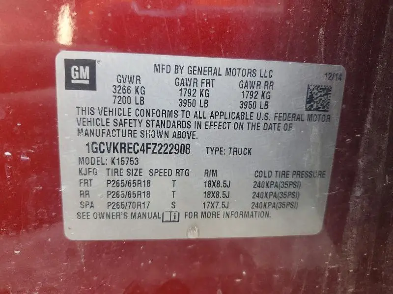 2015 CHEVROLET SILVERADO K1500 LT  