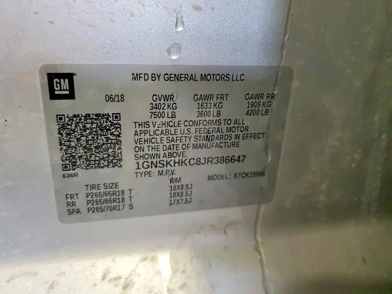 2018 CHEVROLET SUBURBAN K1500 LT  