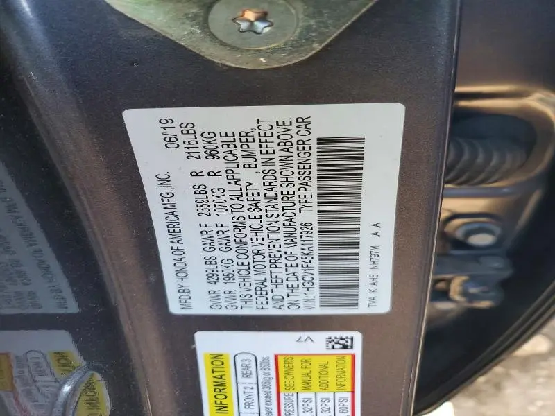 2019 HONDA ACCORD EX  