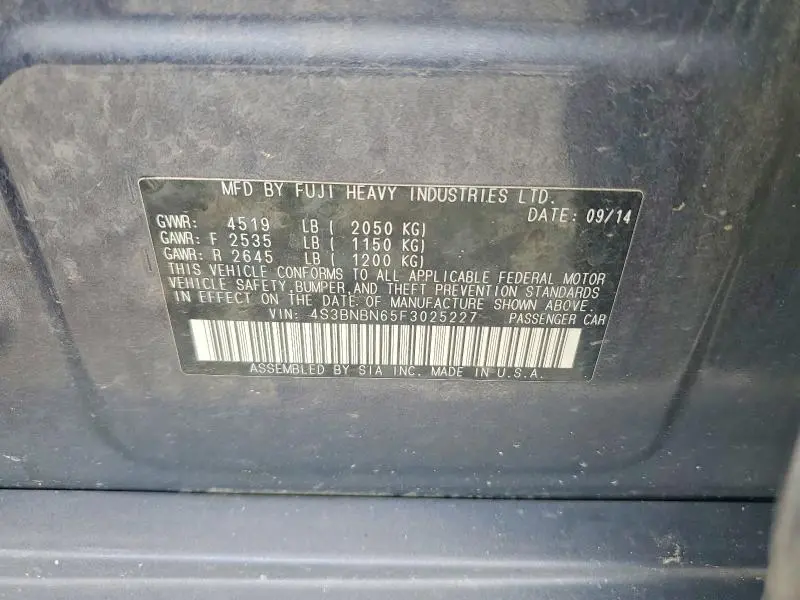 2015 SUBARU LEGACY 2.5I LIMITED  