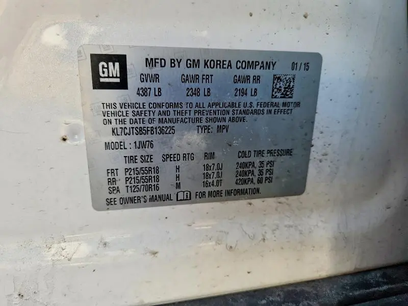 2015 CHEVROLET TRAX LTZ  