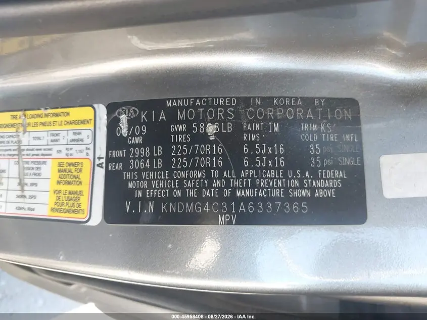 2010 KIA SEDONA LX