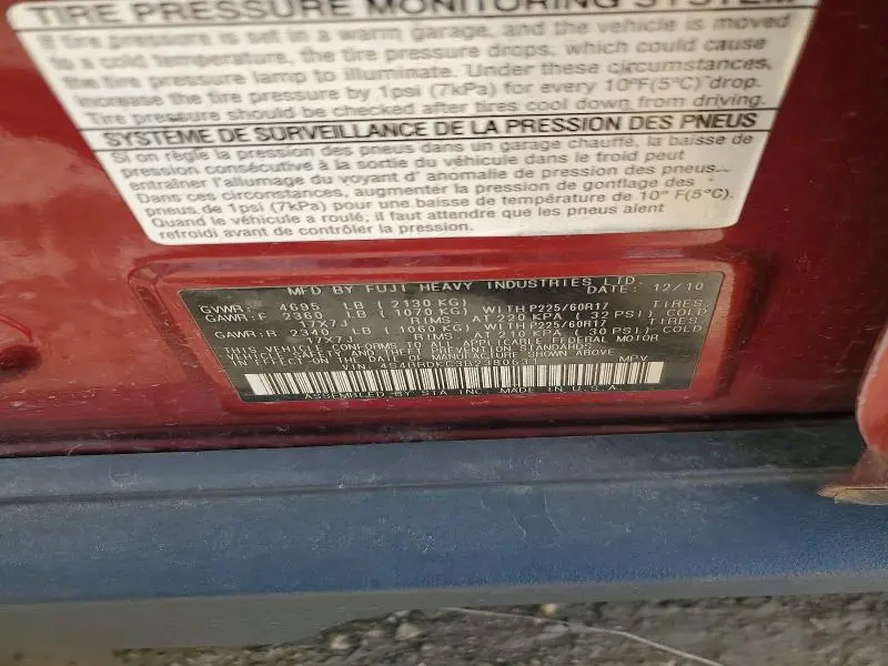 2011 SUBARU OUTBACK 3.6R LIMITED  