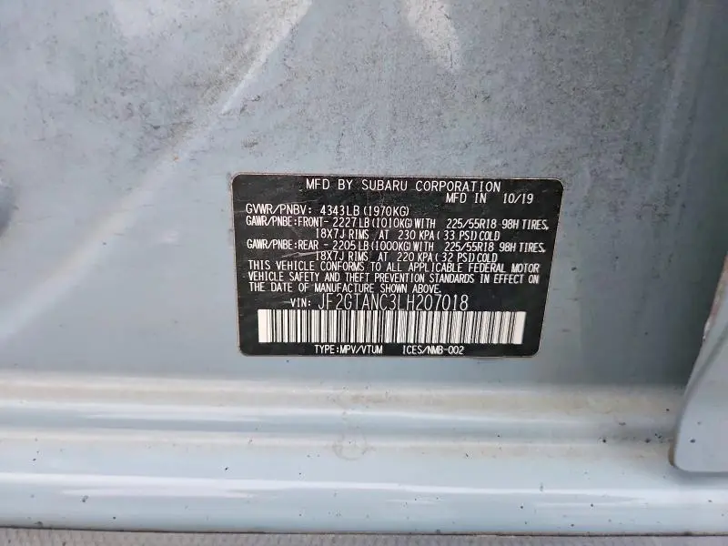 2020 SUBARU CROSSTREK LIMITED  