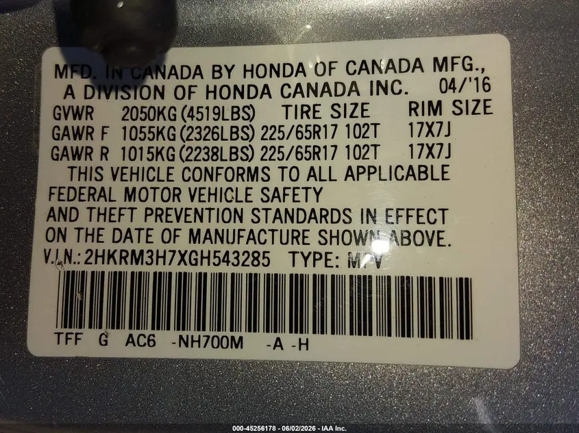 2016 HONDA CR-V EX-L