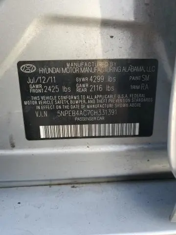 2012 HYUNDAI SONATA GLS