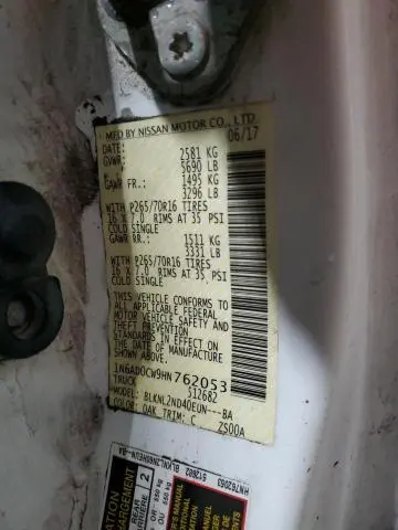 2017 NISSAN FRONTIER SV  